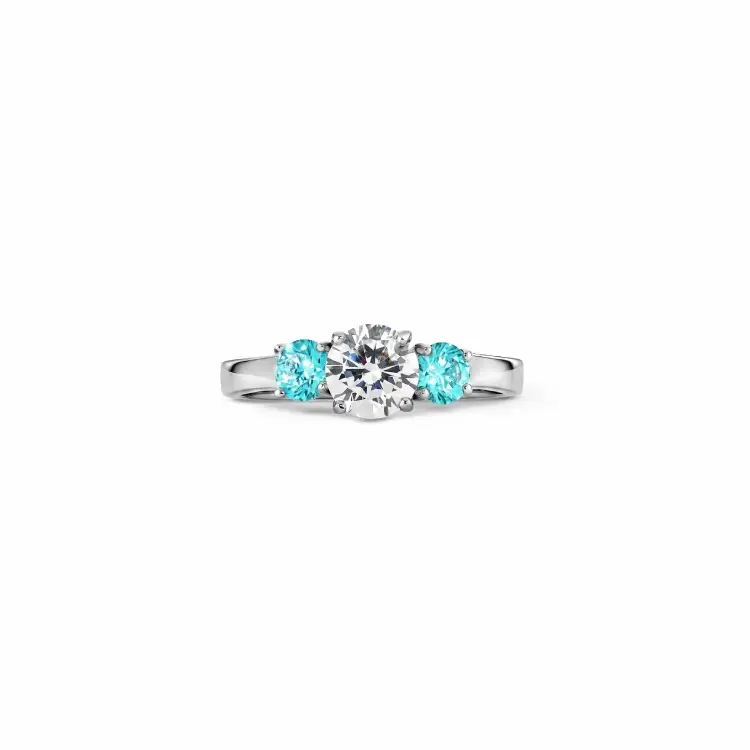 Aqua Three Stone Silver Ring-silver-2