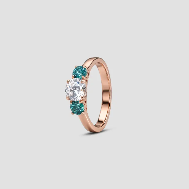 Classic Aqua CZ Trio Ring-2