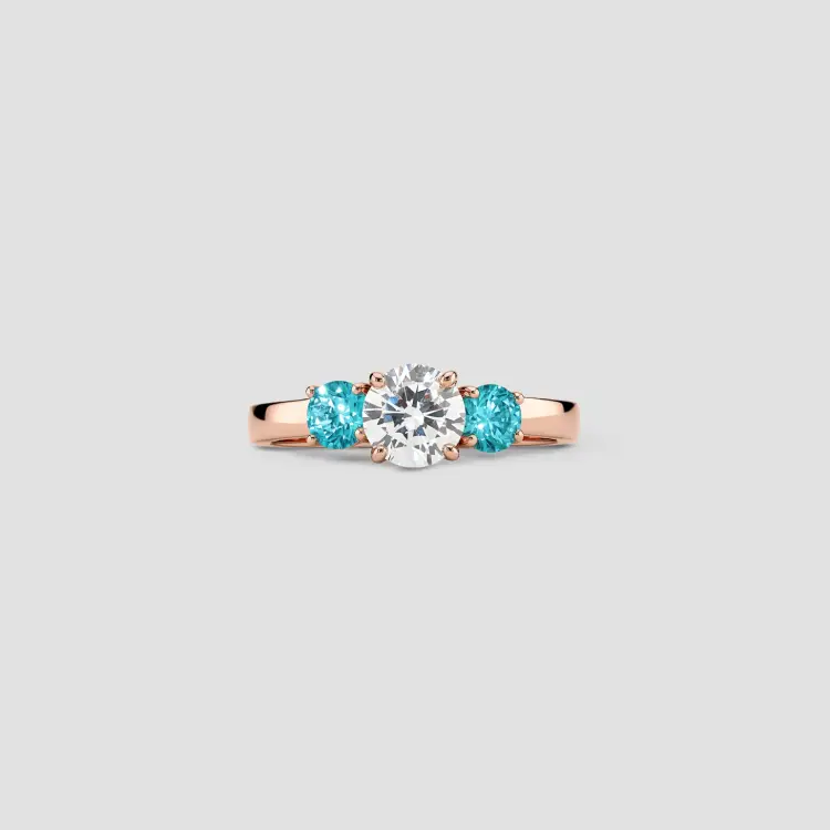 Classic Aqua CZ Trio Ring-3