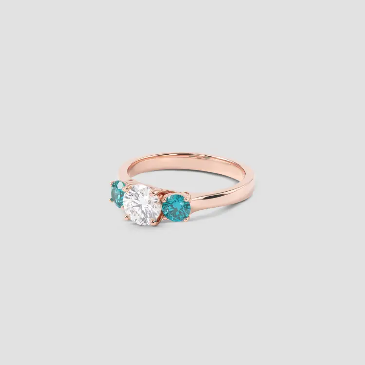 Classic Aqua CZ Trio Ring-4