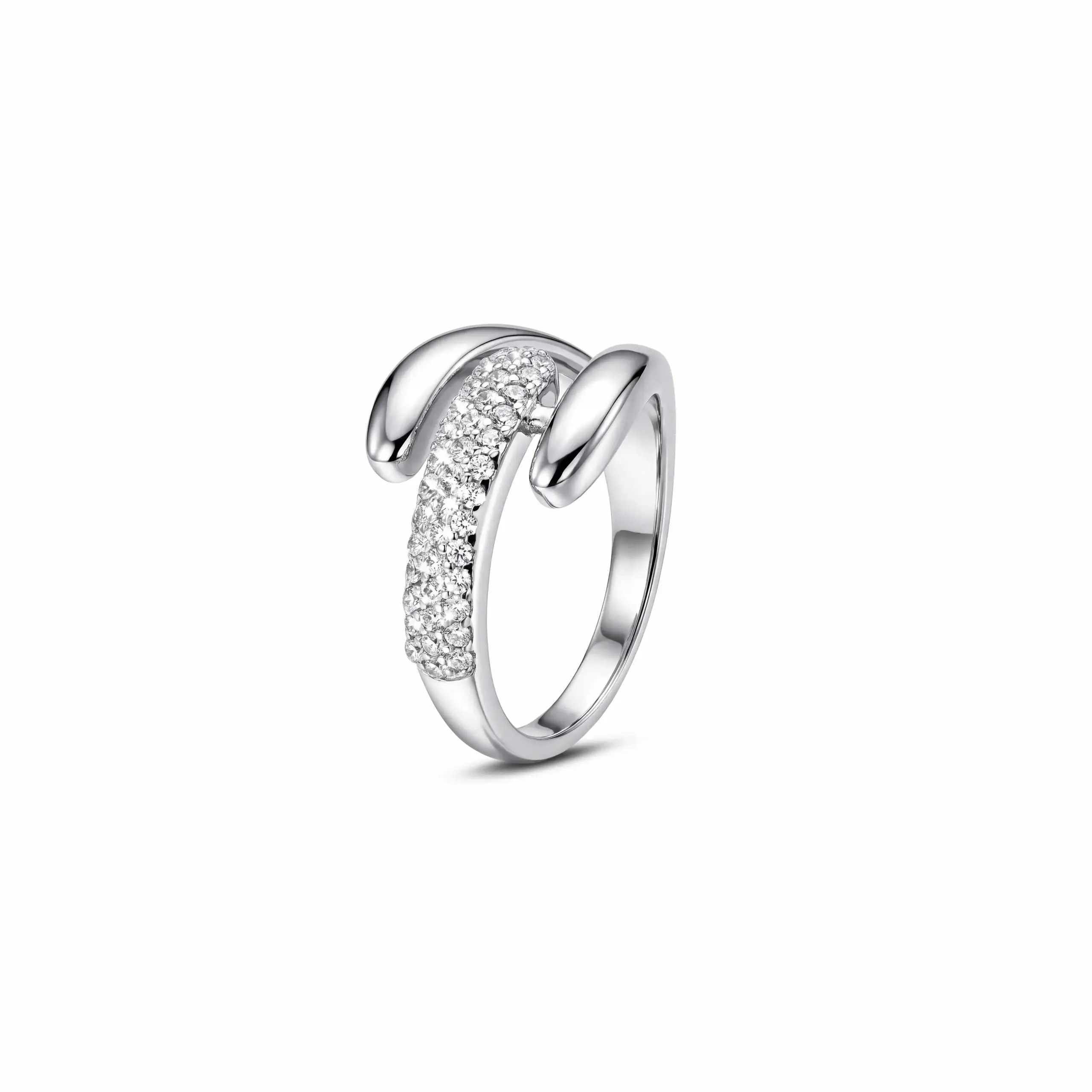 Dual Curve CZ Silver Ring