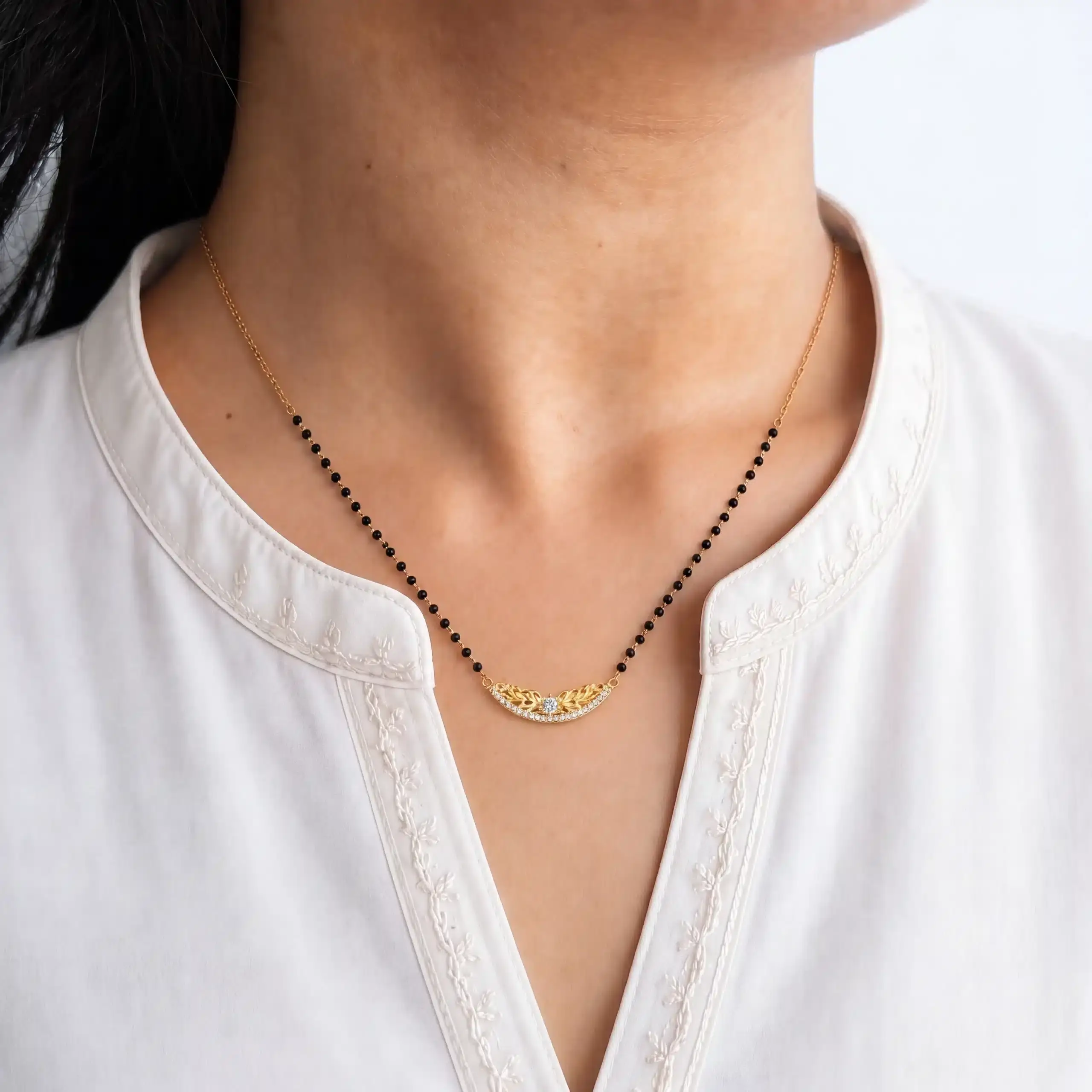 Leafy Arch Silver Mangalsutra