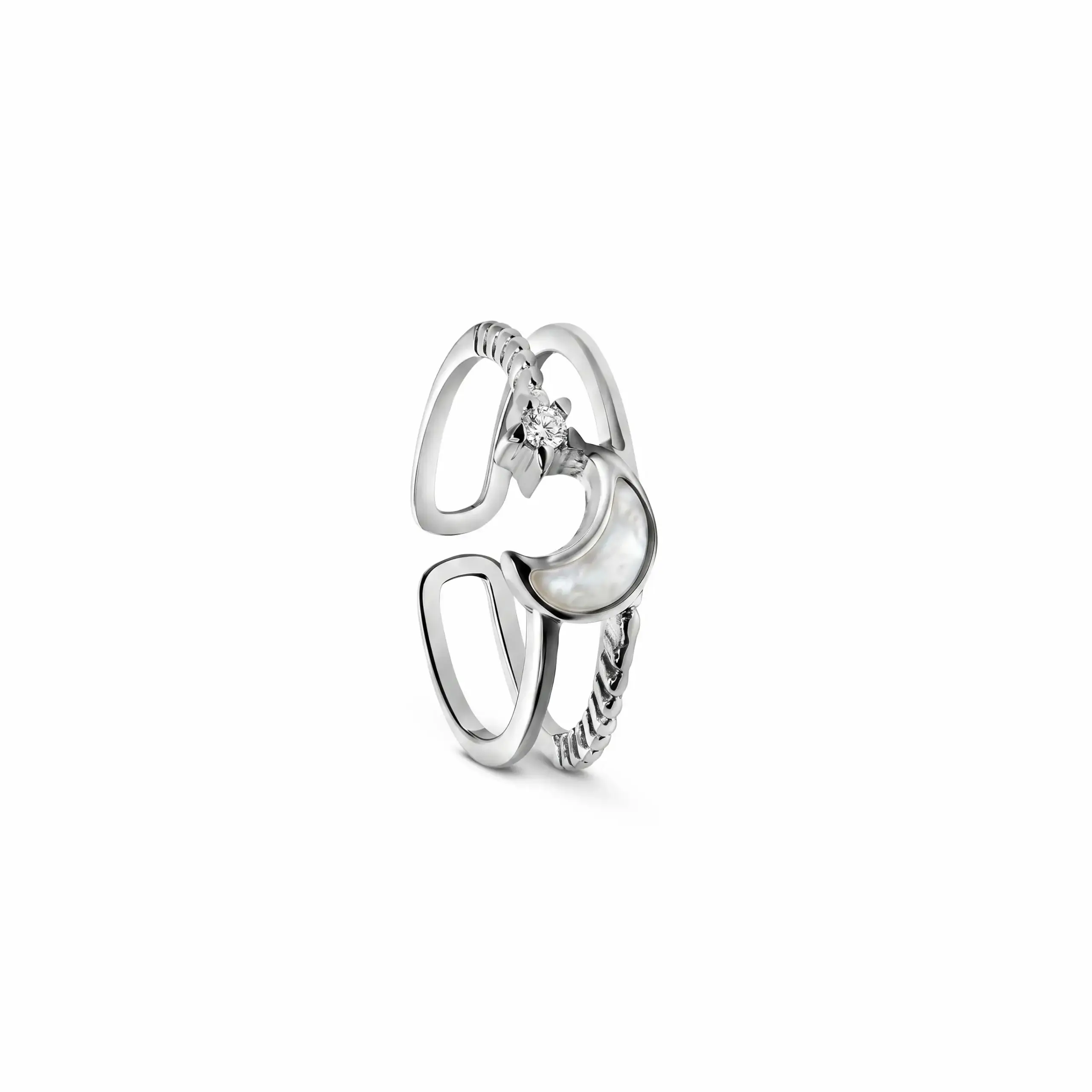 Moon Star Diamond Adjustable Ring
