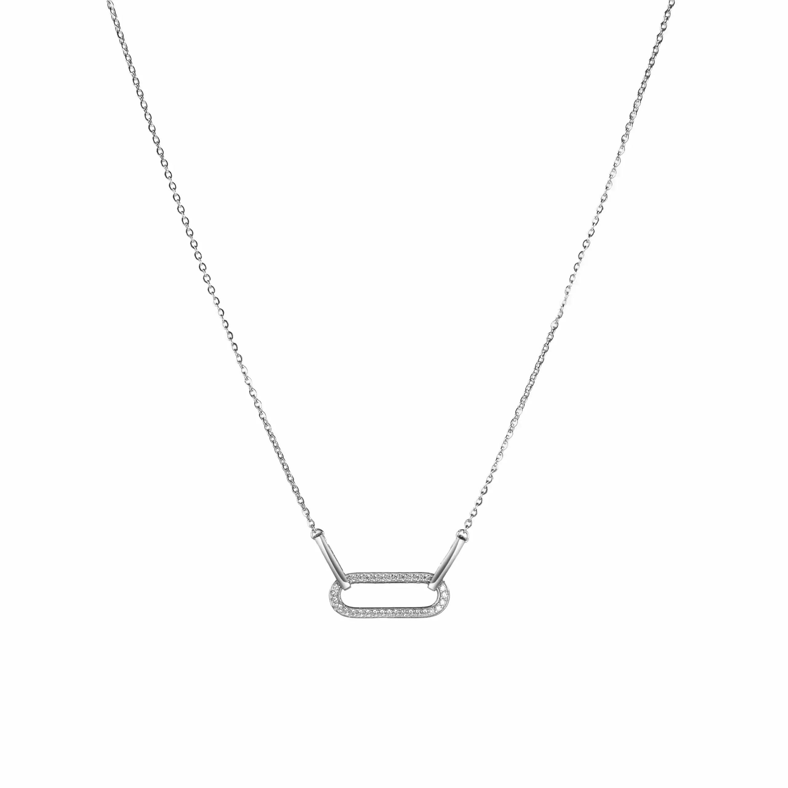 Pavé Link Paperclip Necklace