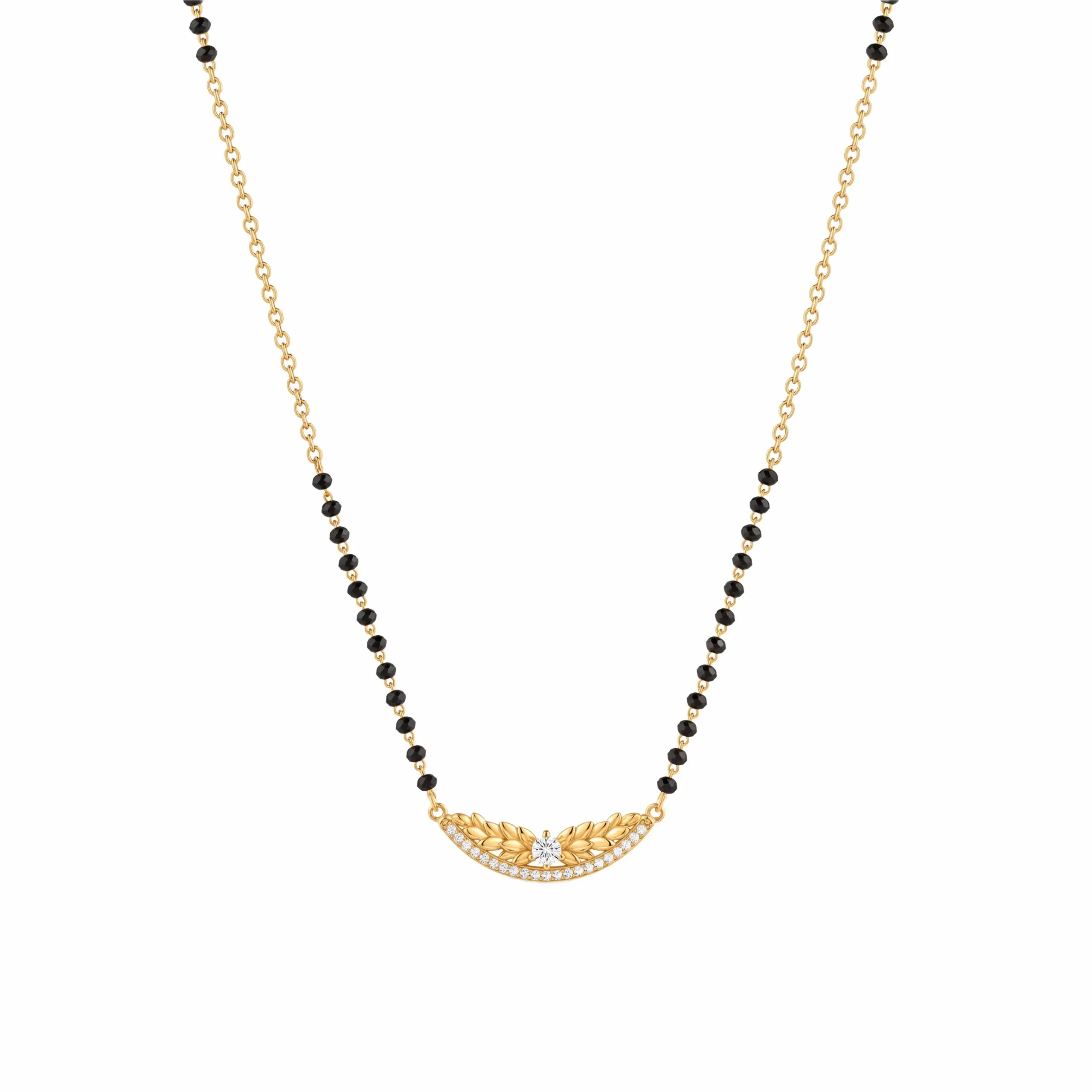 Textured Leafy Arch Silver Mangalsutra