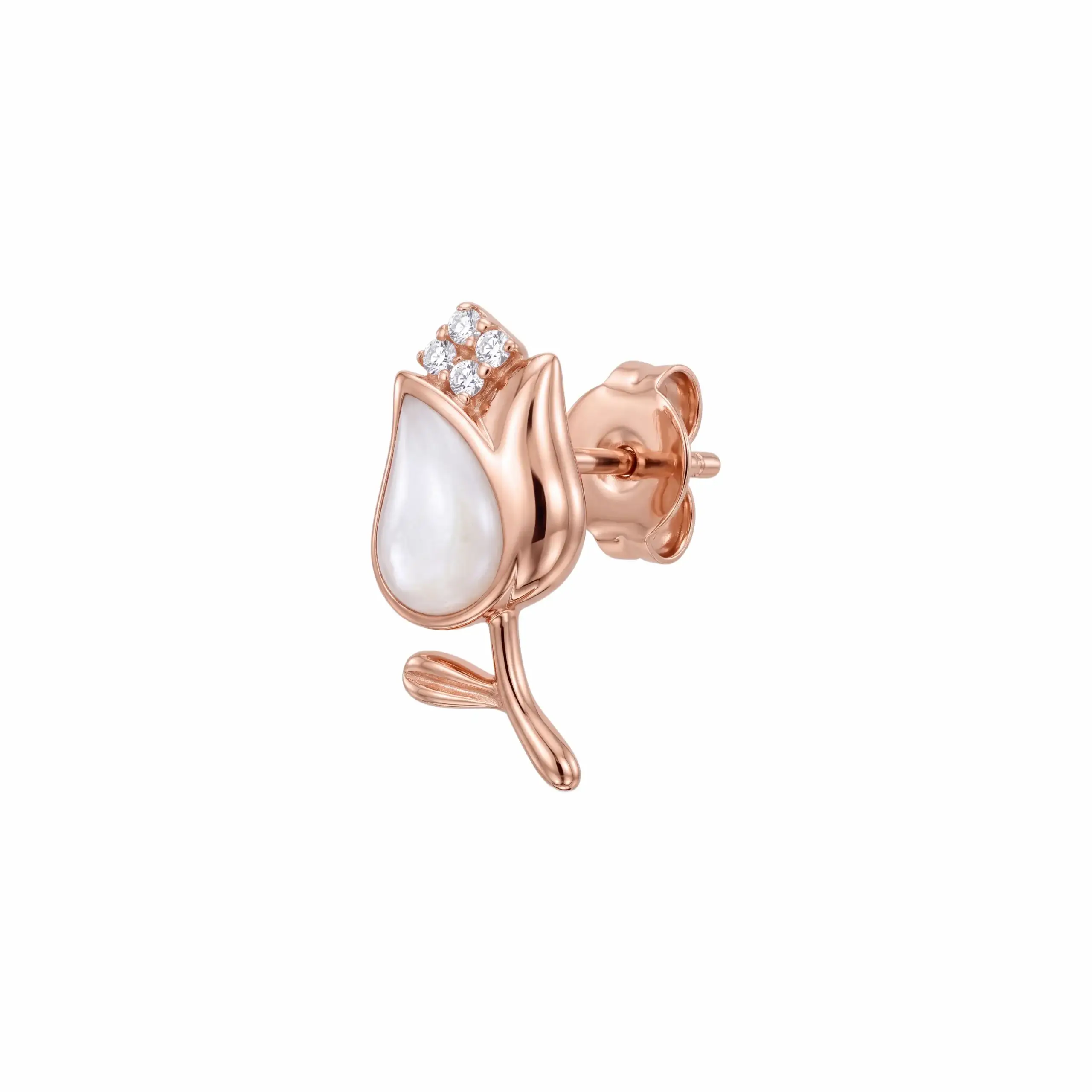 CZ Rose Blossom Earrings