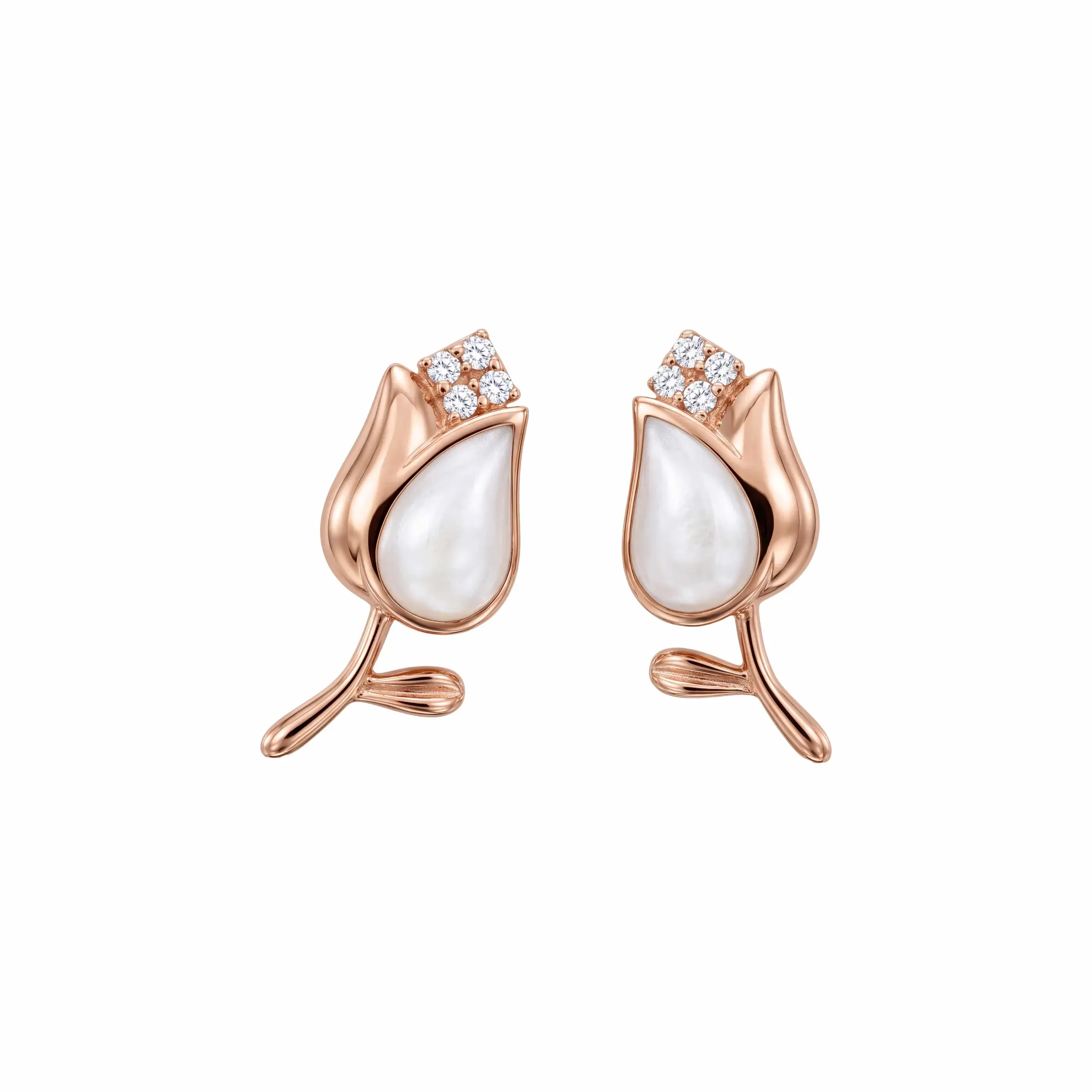 CZ Rose Blossom Earrings