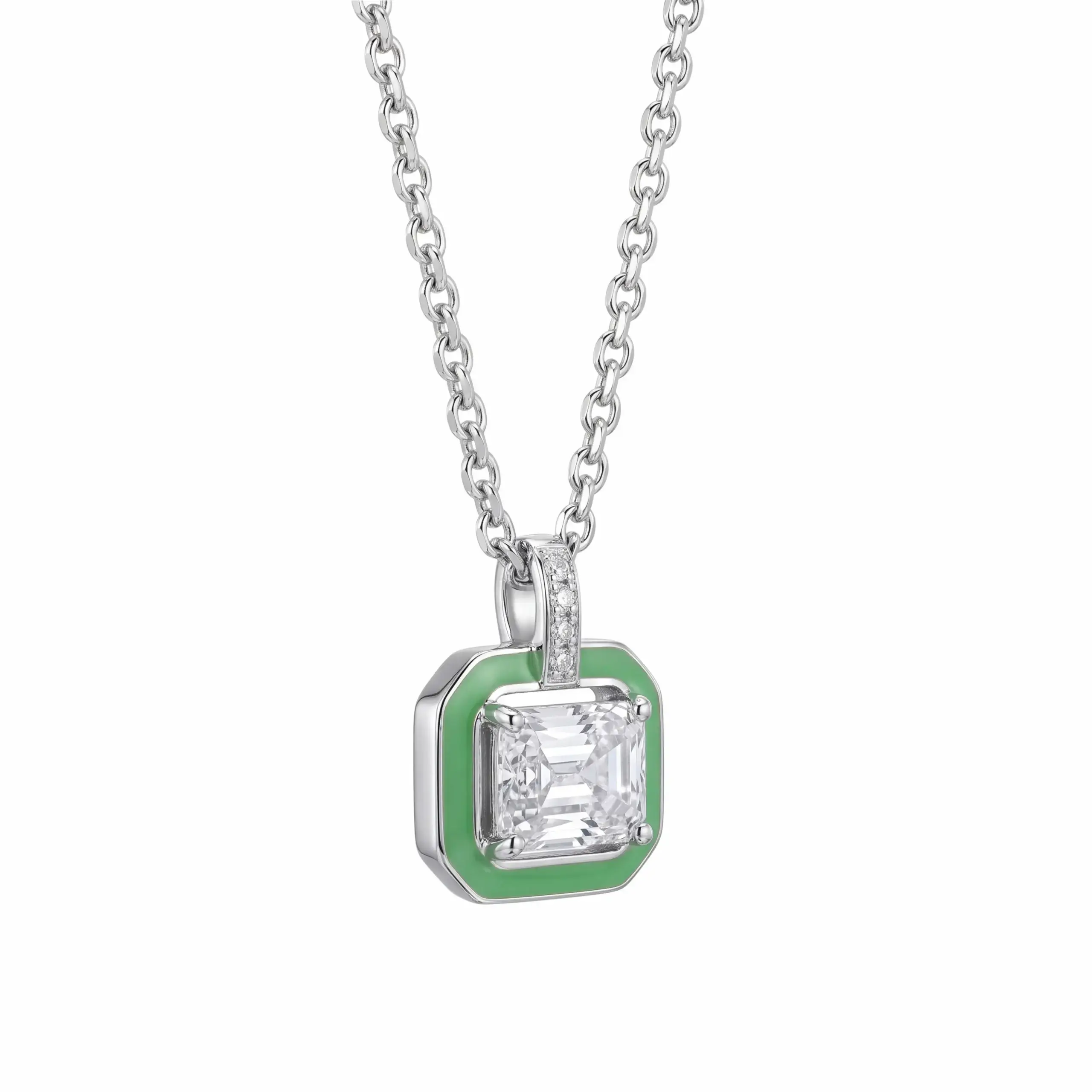 Lush Green Baguette Stone Necklac (1)