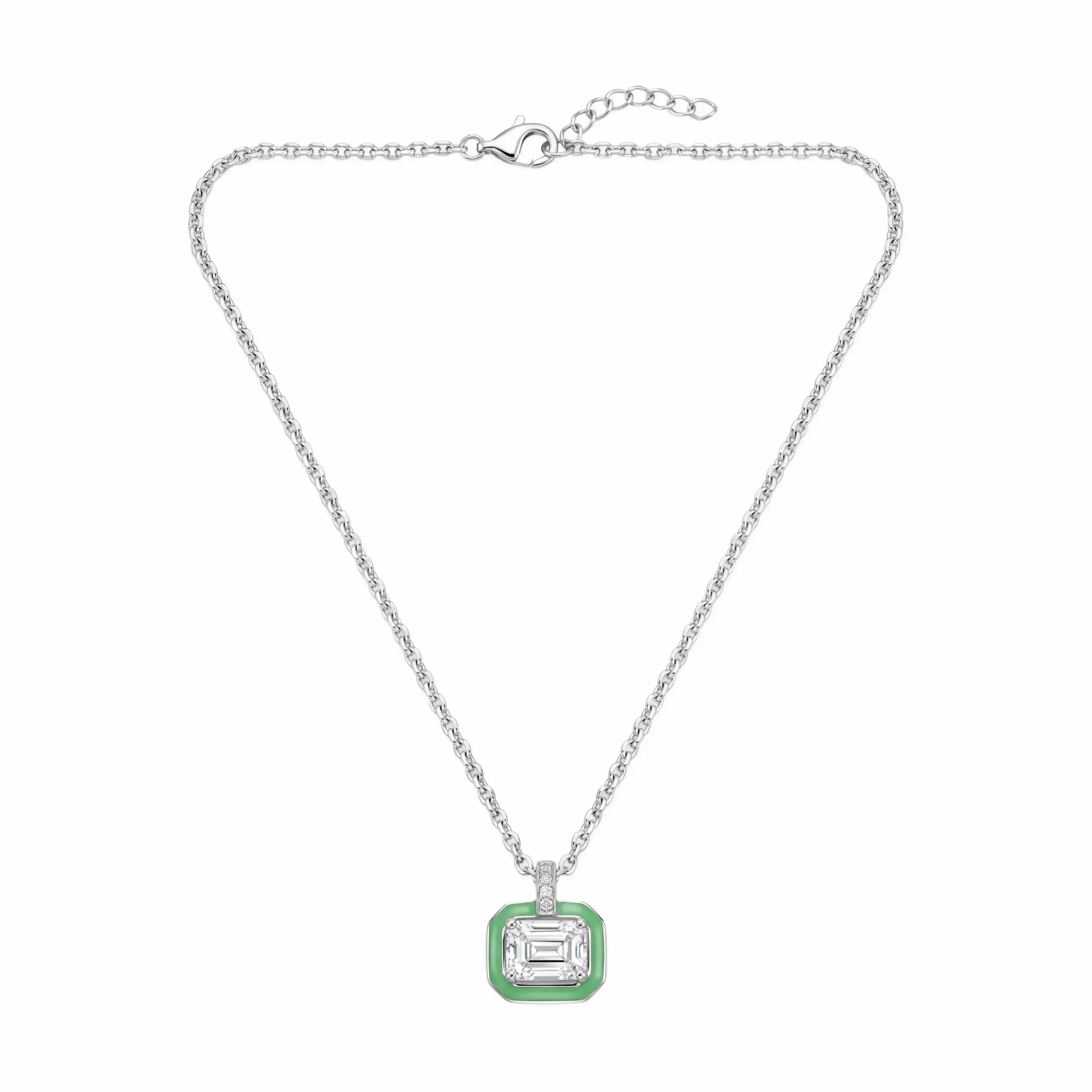 Lush Green Baguette Stone Necklace