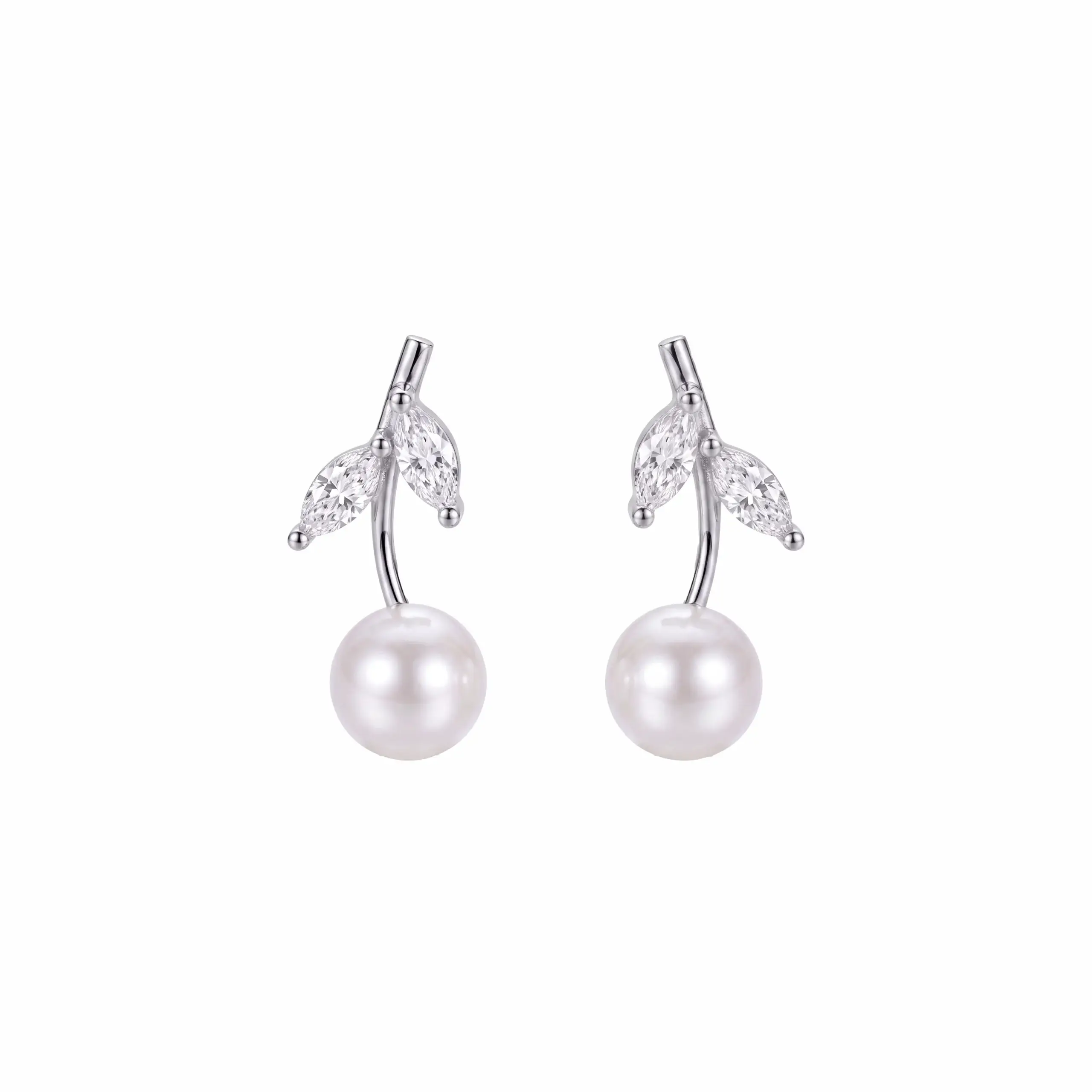 Pearl Leaf Drop Stud Earring