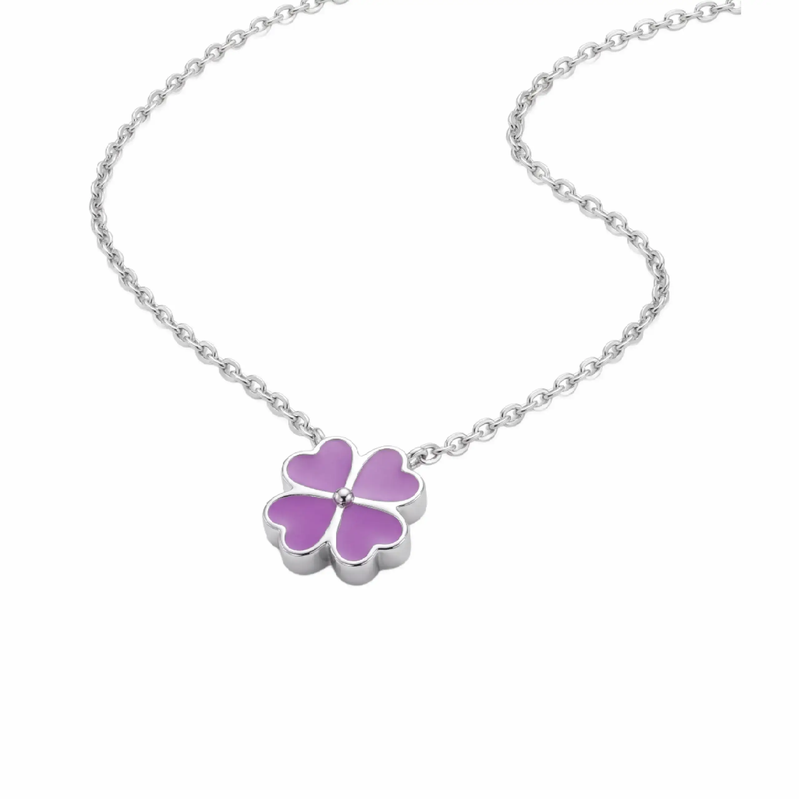 Pink Enamel Flower Necklace
